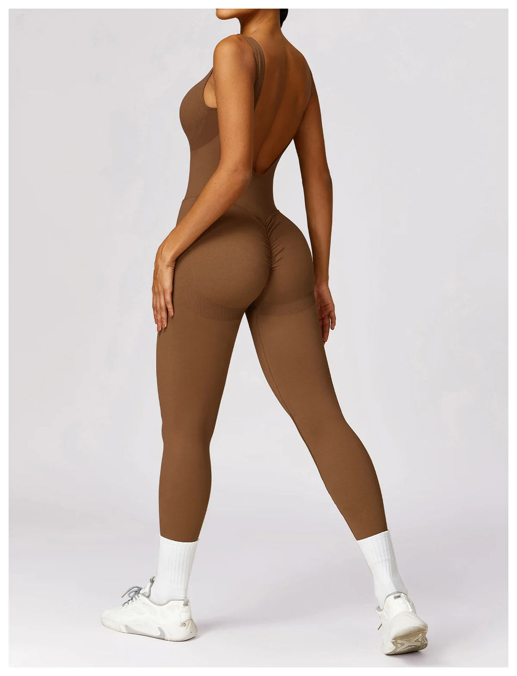 Backless Scrunch Sport Jumpsuits Raises Butt Women Sexy Monkeys One Piece Yoga Clothes Seamless Gym Fitness Dance Overalls Black
