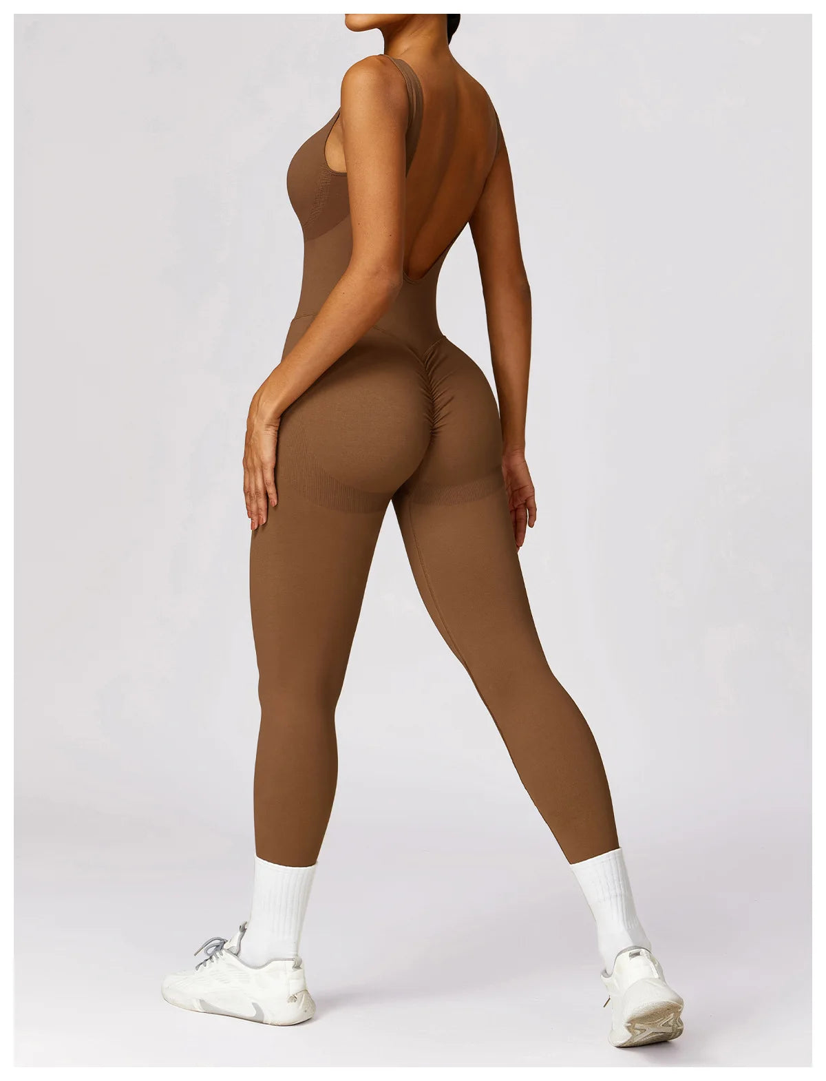 Backless Scrunch Sport Jumpsuits Raises Butt Women Sexy Monkeys One Piece Yoga Clothes Seamless Gym Fitness Dance Overalls Black