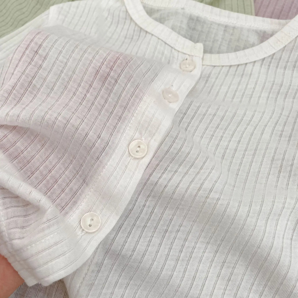 Summer Baby Girl Sunscreen Shirt Solid Color Simple Round Neck Air Conditioning Cardigan Lightweight Breathable Girl's Coat