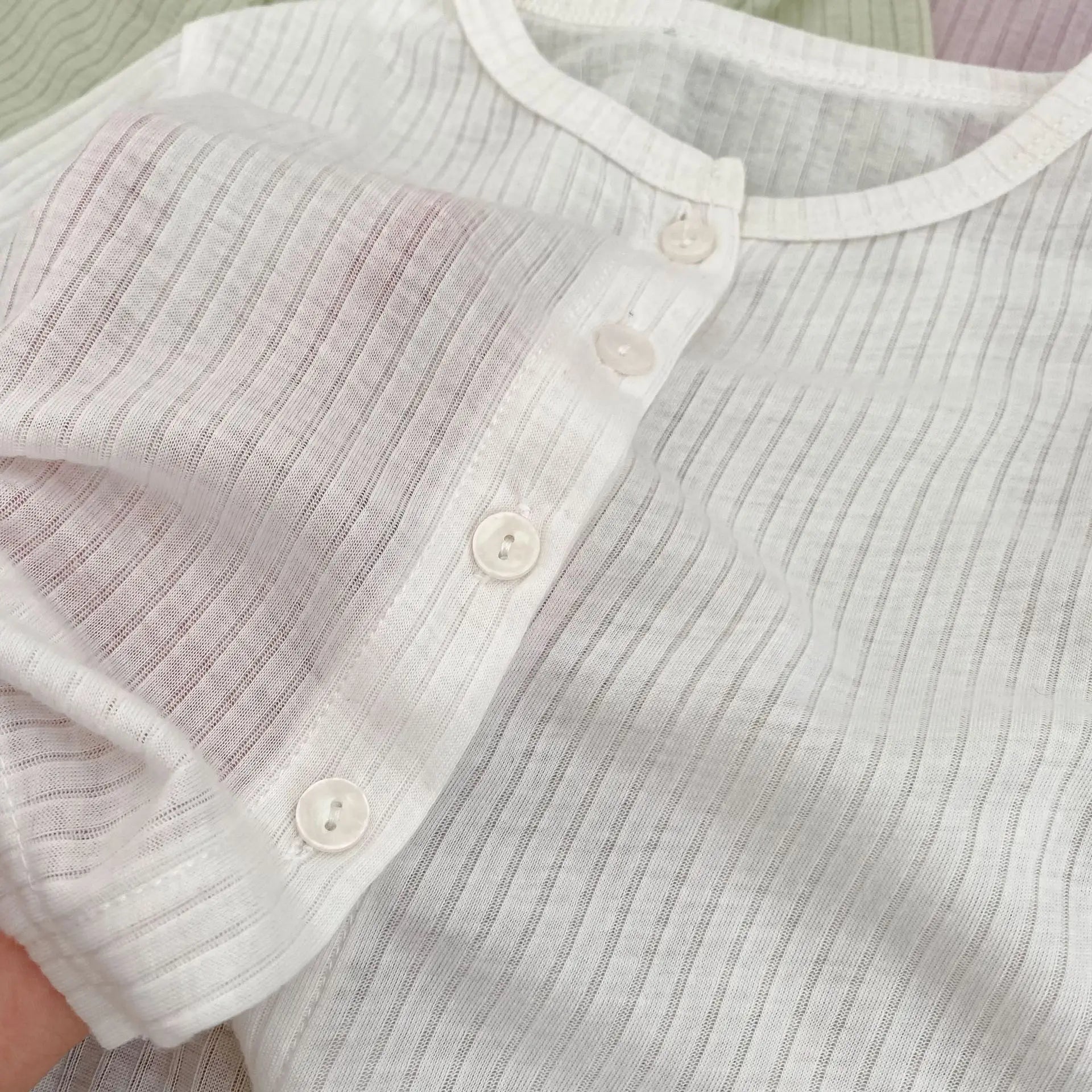 Summer Baby Girl Sunscreen Shirt Solid Color Simple Round Neck Air Conditioning Cardigan Lightweight Breathable Girl's Coat