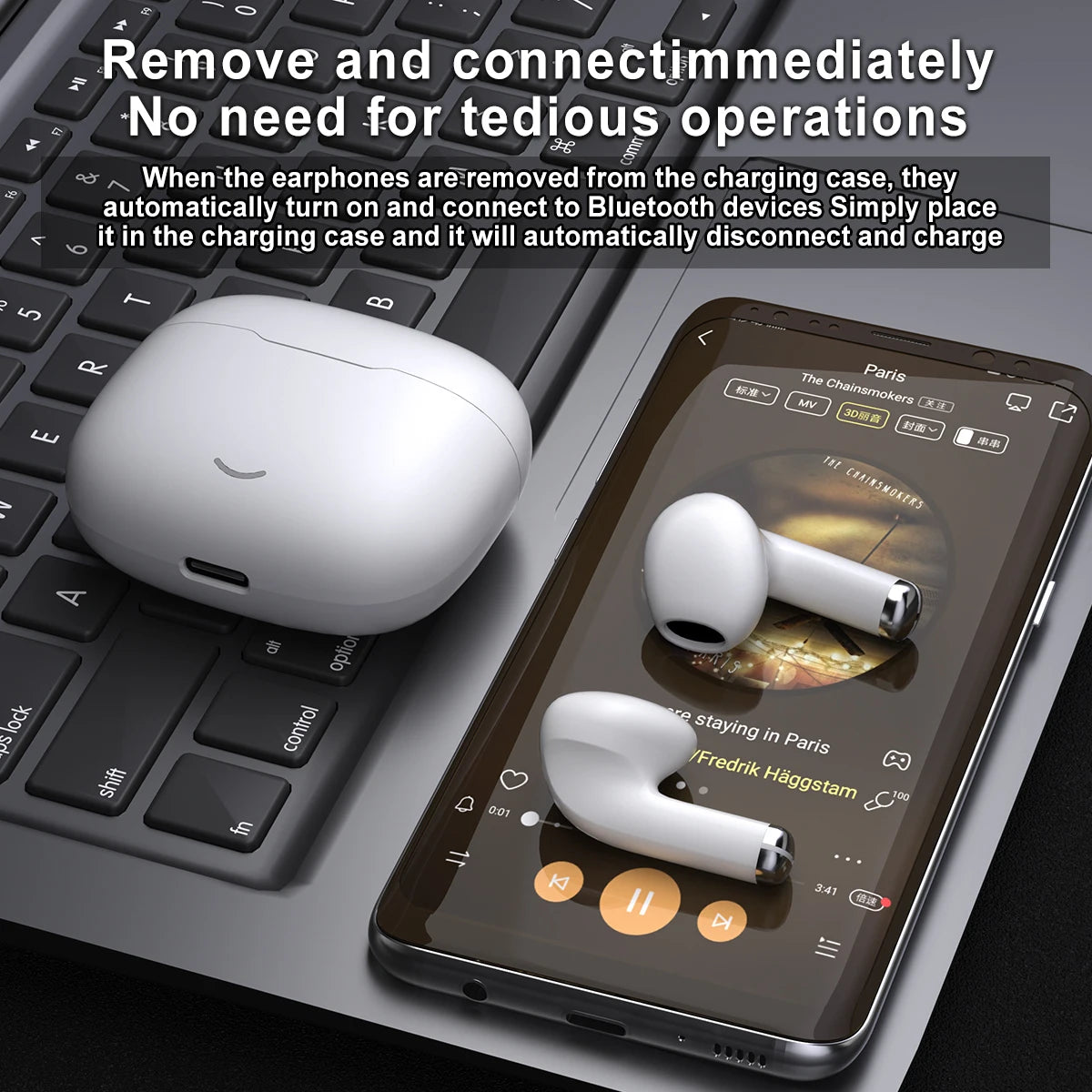 Bluetooth earphones, true wireless Bluetooth earphones, in-ear Bluetooth earphones, suitable for all smartphones