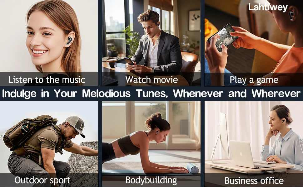 Bluetooth 5.4 Earphones Wireless Headphones with Touch Screen 40H Playtime Deep Bass Stereo Ear Buds with Mic IPX7 Waterproof