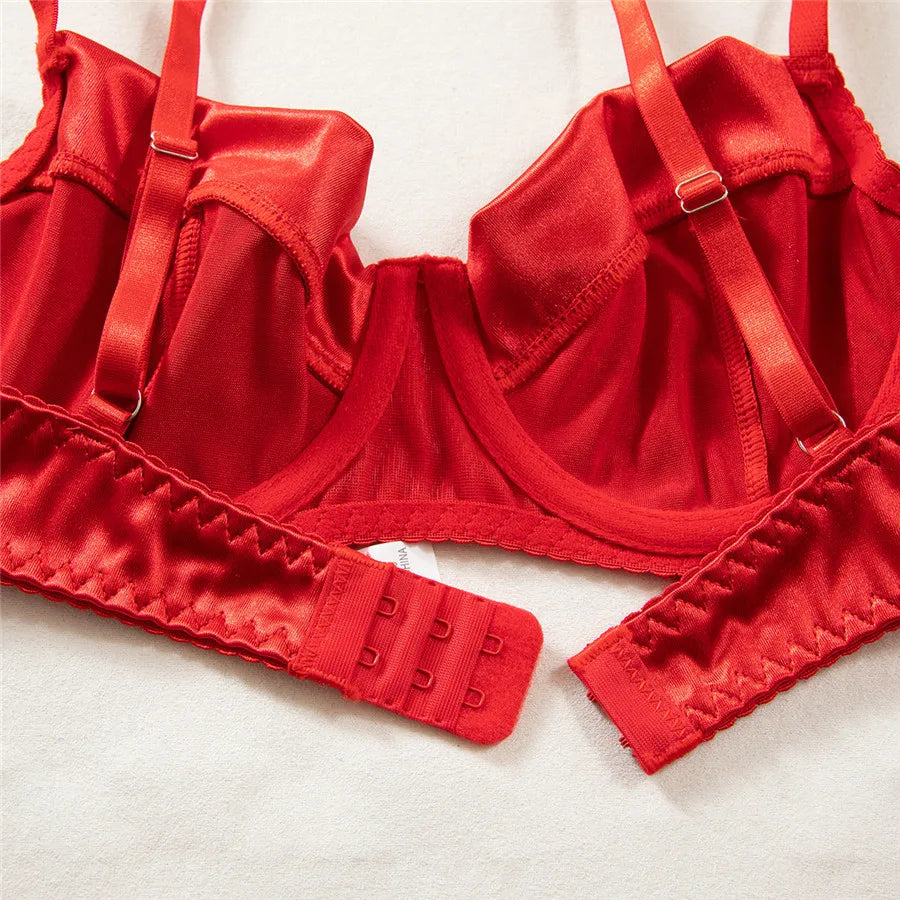 Female Sexy Bra Brief Sets Traceless Solid Romantic Lingerie Vintage Thin Underwear Panties Comfortable New Arrival Exotic Sets