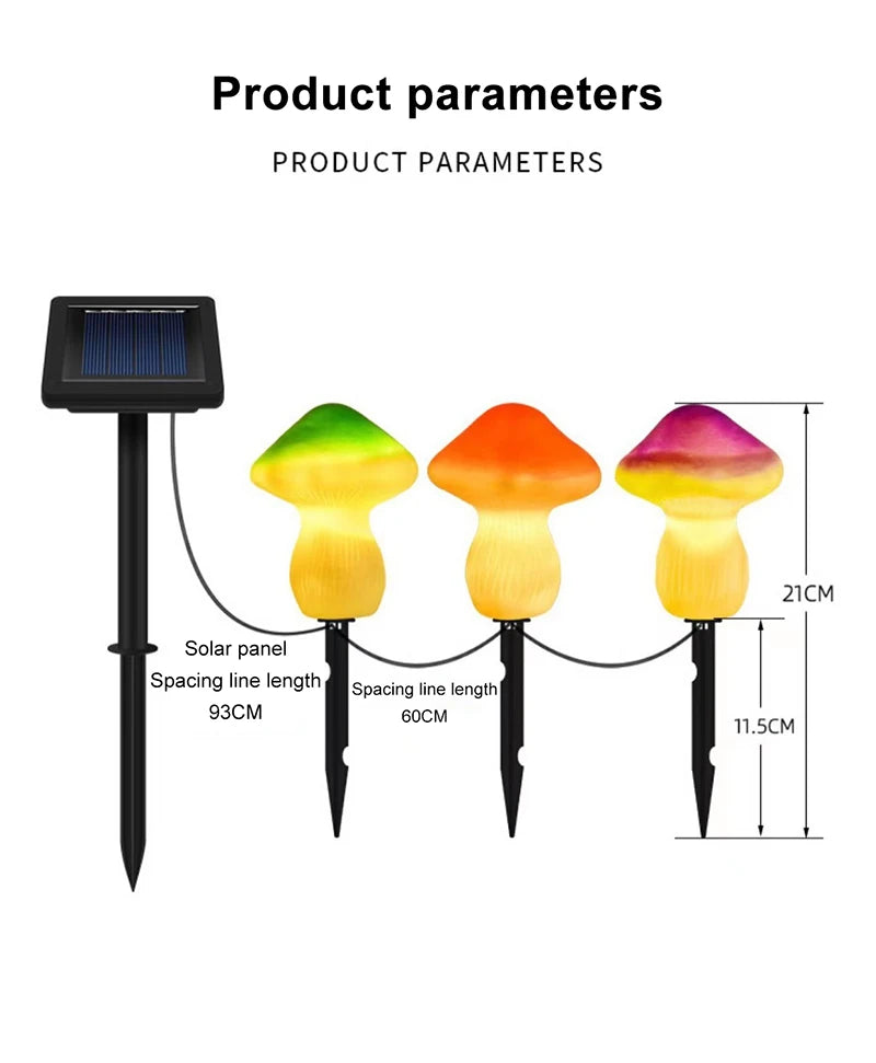 Solar Lights String Mushroom Lawn Fairy Lights LED Solar Lamps Outdoor For Garden Patio Terrace Path Landscape Decoration Lamps