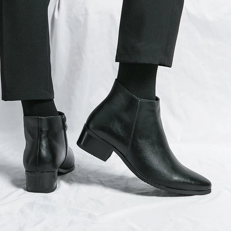 Men's Shoes Chelsea Boots Causal Business Retro Ankle Boots Man Walking Shoes Pu Leather Shoes Waterproof Classic Loafers Men