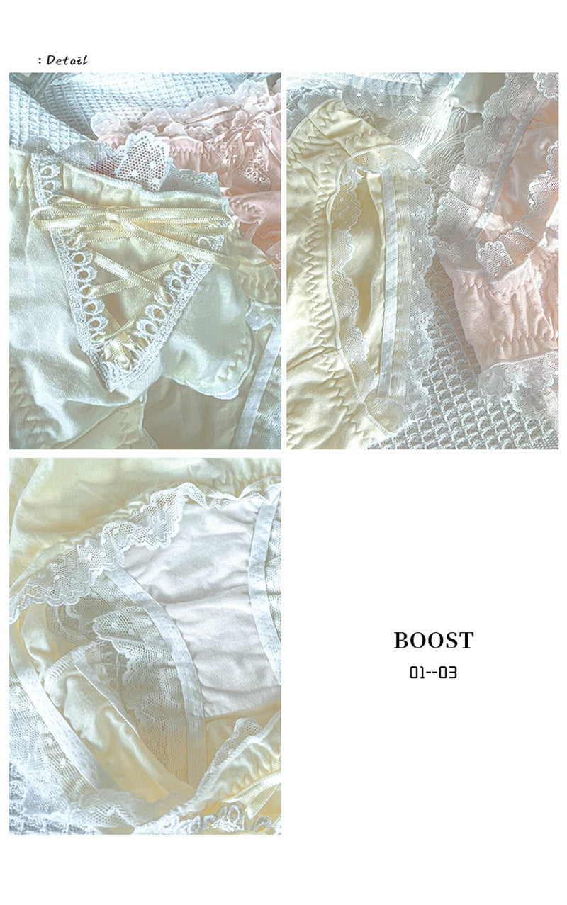 Lingerie woman sexy panties cotton fabric ropa interior femenina lace sweet underwear women cute ribbon plus size ropa interior