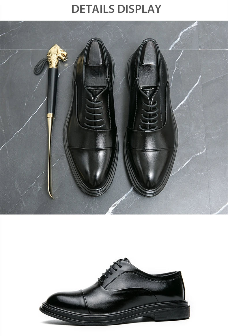 Man Casual Business Shoes Men Patchwork Leather Oxfords Fashion Dress Flats Leisure Office Men's Formal Wedding Shoes