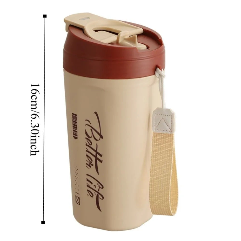 Stainless Steel Travel Thermal Cup 520ML Keeps Cold and Heat Coffee Vacuum Flask Portable Heat-resistant Coffee Thermos Mug