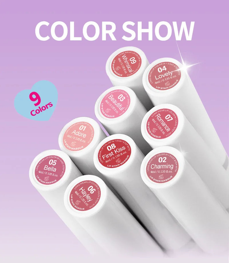 Lip Stain Peel Off  Long Lasting Waterproof Pink Lip Tint Transfer Proof Non Stick Cup Natural Women Cosmetics Makeup 7 colors
