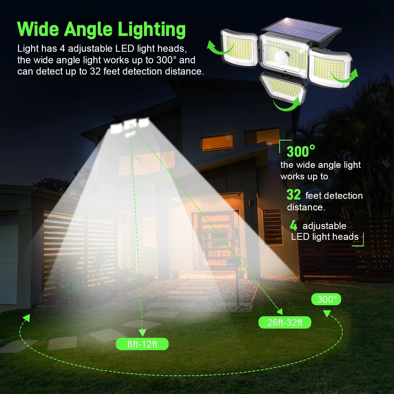 Solar Outdoor Lights 278LED IP65 Waterproof Motion Sensor Security Lights with Remote Control Solar Wall Lamp for Garden