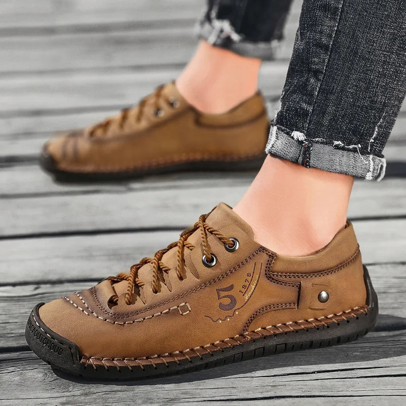 Shoes for Men Leather Casual Shoes Fashion Soft Homme Outdoor Comfortable High Quality Classic Ankle Non-slip Flats