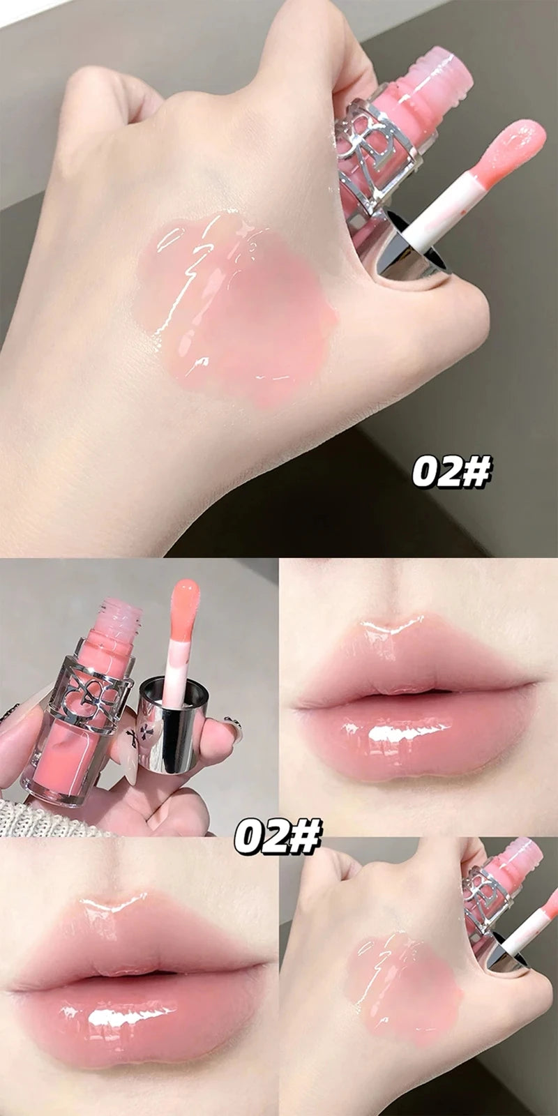 Clear Glass Gray Coffee Shine Lip Gloss Mirror Watery Moisturize Plumper Long Lasting Lip Tint Juicy Lip Oil Gloss Stain Makeup