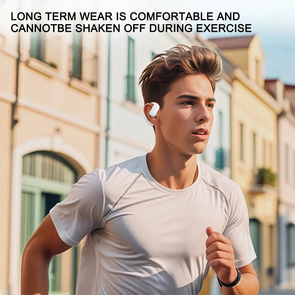 Bluetooth 5.4 Open 180° Rotation Wireless Business Headset With Mic Air Conduction Ear-hook Touch Control Sports Hifi Earphone