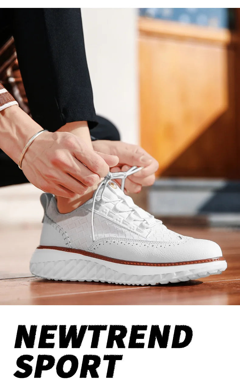 New Shoes for Men Leather Casual Shoes Fashion Breathable Brogues Sport Shoes Street Cool Chunky Sneakers