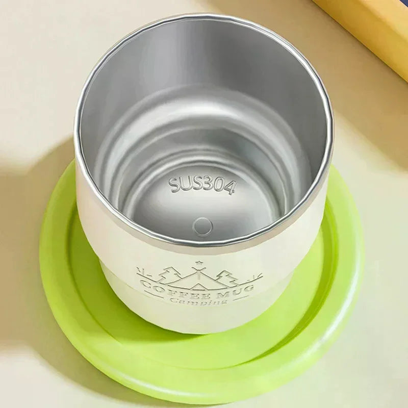 400ML Thermal Cup 304 Stainless Steel Double Layer Insulated Water Cup Office Milk Coffee Mug Student Portable Sealed Tumbler