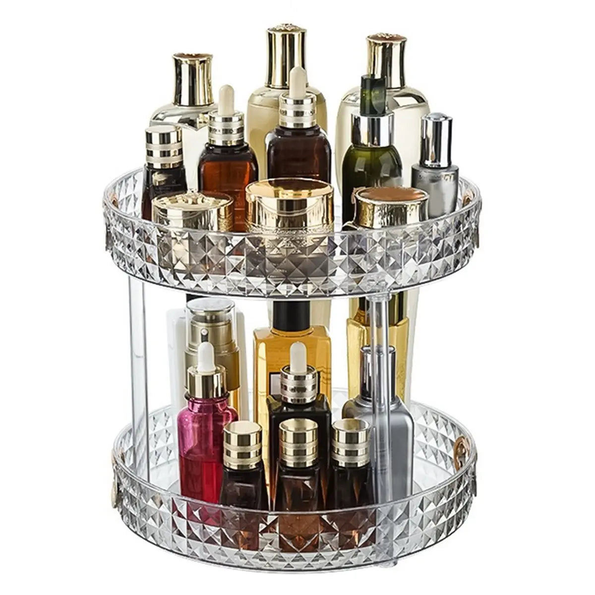 [CLOS] Rotating Cosmetic Storage Box Makeup Organizer Ins Desktop Finishing Perfume Tray Bathroom Skin Care Products Rack L B