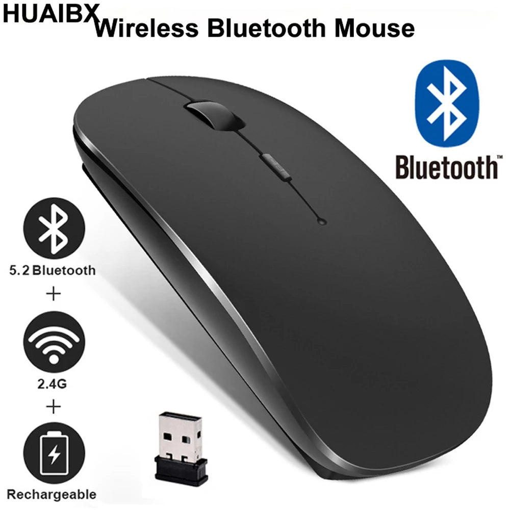 Bluetooth Mouse for Laptop/MacBook/iPad/Android PC,Rechargable Quiet Slim Wireless Mice Compatible with Windows/Linux/Tablet