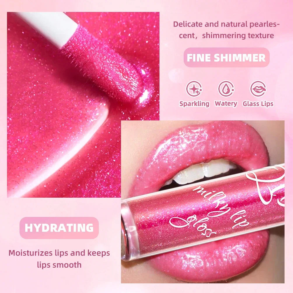 QIBEST Purple Lip Gloss Shimmer Lip Tint Moisturizing Long-Lasting Shine Lip Stain Diamond Hydrating Lip Stain Tint Cosmetics