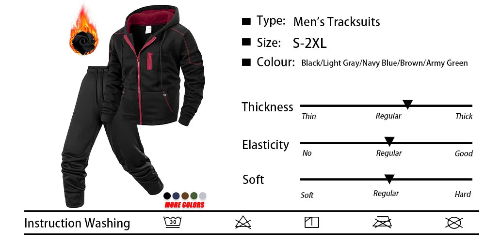 Men's Sportswear Set for Spring and Autumn Sporty Casual Jacket + Sport Pants Jogging Suit Hooded Sweatshirt Pant Tracksuits