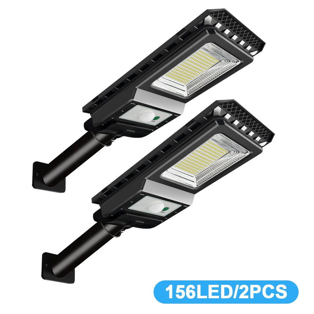 Solar LED Street Light Super Bright Outdoor 156LED Solar Powered Wall Lamp Waterproof Motion Sensor Garage Garden Fence Floodlig