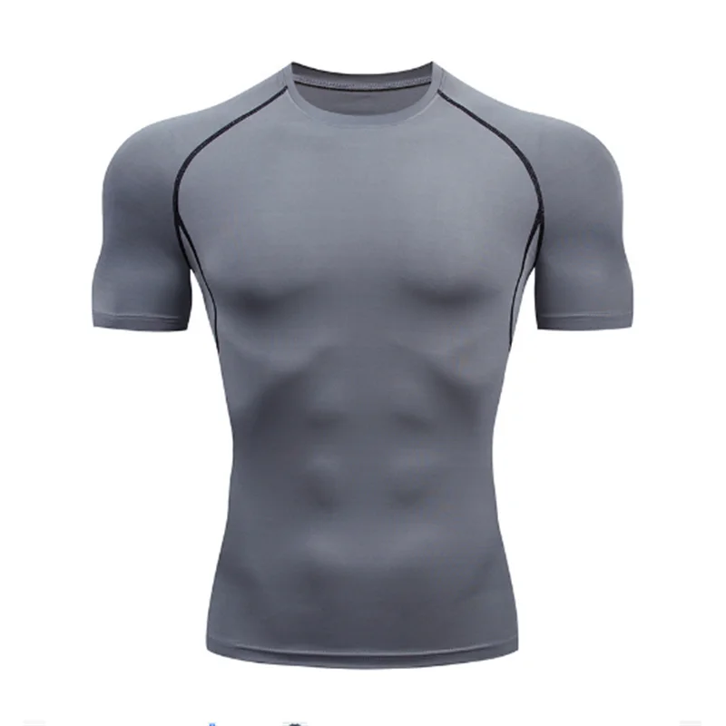 Summer Short Sleeve Men Compression Tee Shirt Bat Print Sport Quick Dry Gym Tshirt Fitness Workout Undershirt Elasticity Top Tee