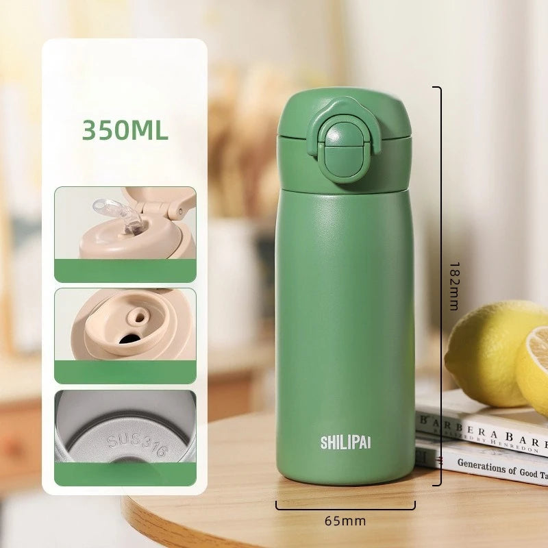 350ML Thermal Water Bottle Coffee Tumbler 316 Stainless Steel Thermos Bottle Dual Drink Vacuum Insulated Flask Straw Cup