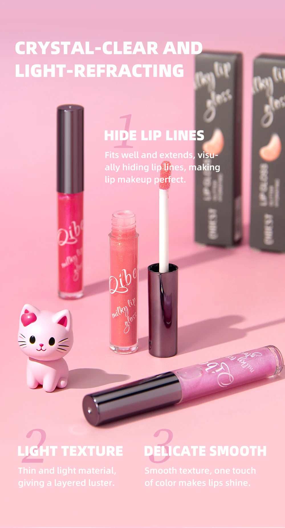 QIBEST Purple Lip Gloss Shimmer Lip Tint Moisturizing Long-Lasting Shine Lip Stain Diamond Hydrating Lip Stain Tint Cosmetics