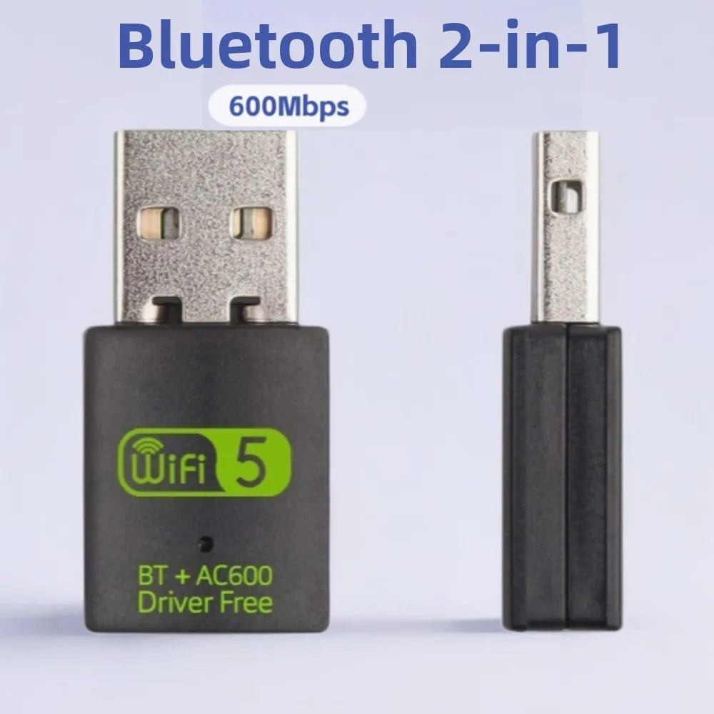 600Mbps Bluetooth 5.0 2 in1 Dongle Bluetooth USB2.0 Wifi Network Adapter Dual Band Free Driver Wireless Network Card Home Office