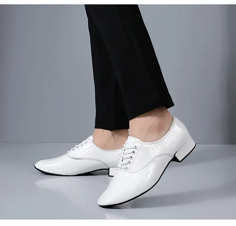 Male Big Size White Dance Shoes Men Soft Leather Latin Shoes Man Jazz Waltz Ballroom Dancing Yoga Train Sneakers Stage Footwear