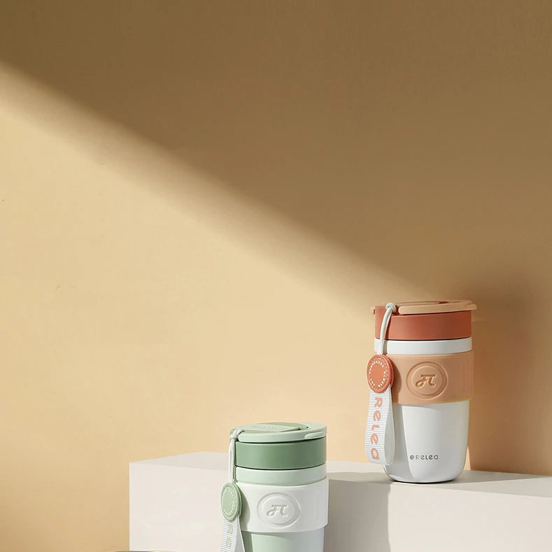 Travel Thermal Mug Ceramic Liners 316 Stainless Steel Thermo for Coffee Long-lasting Heat Preservation with Straws Water Bottle
