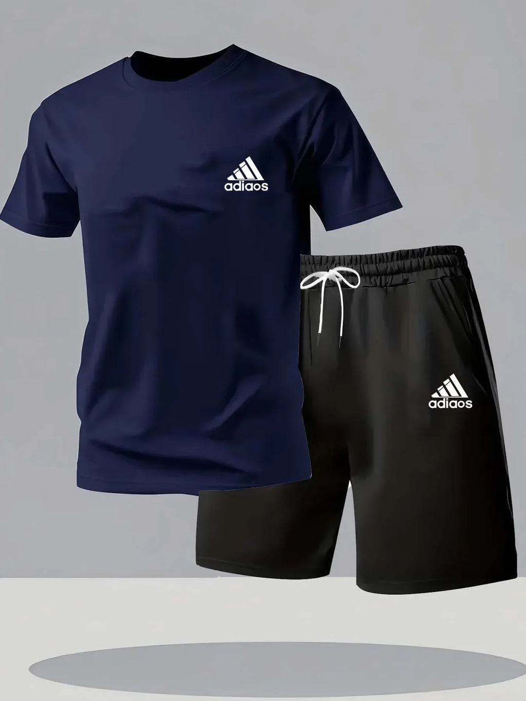 New summer fitness sportswear for men short-sleeved T-shirt and shorts two-piece set breathable and quick-drying casual wear.