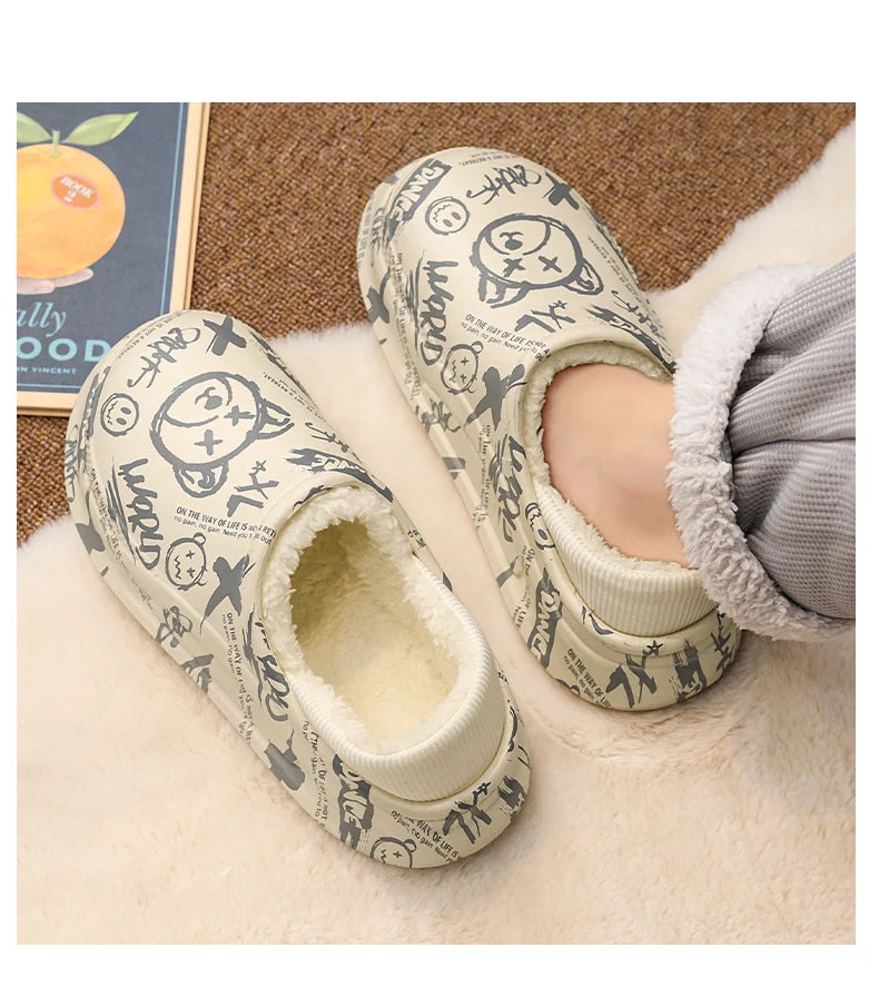 Men's Slippers Shoes for Men Unisex Warm Non-Slip Wear-resistant Thick Bottom Waterproof Add Cotton Heel Covering Fashion New