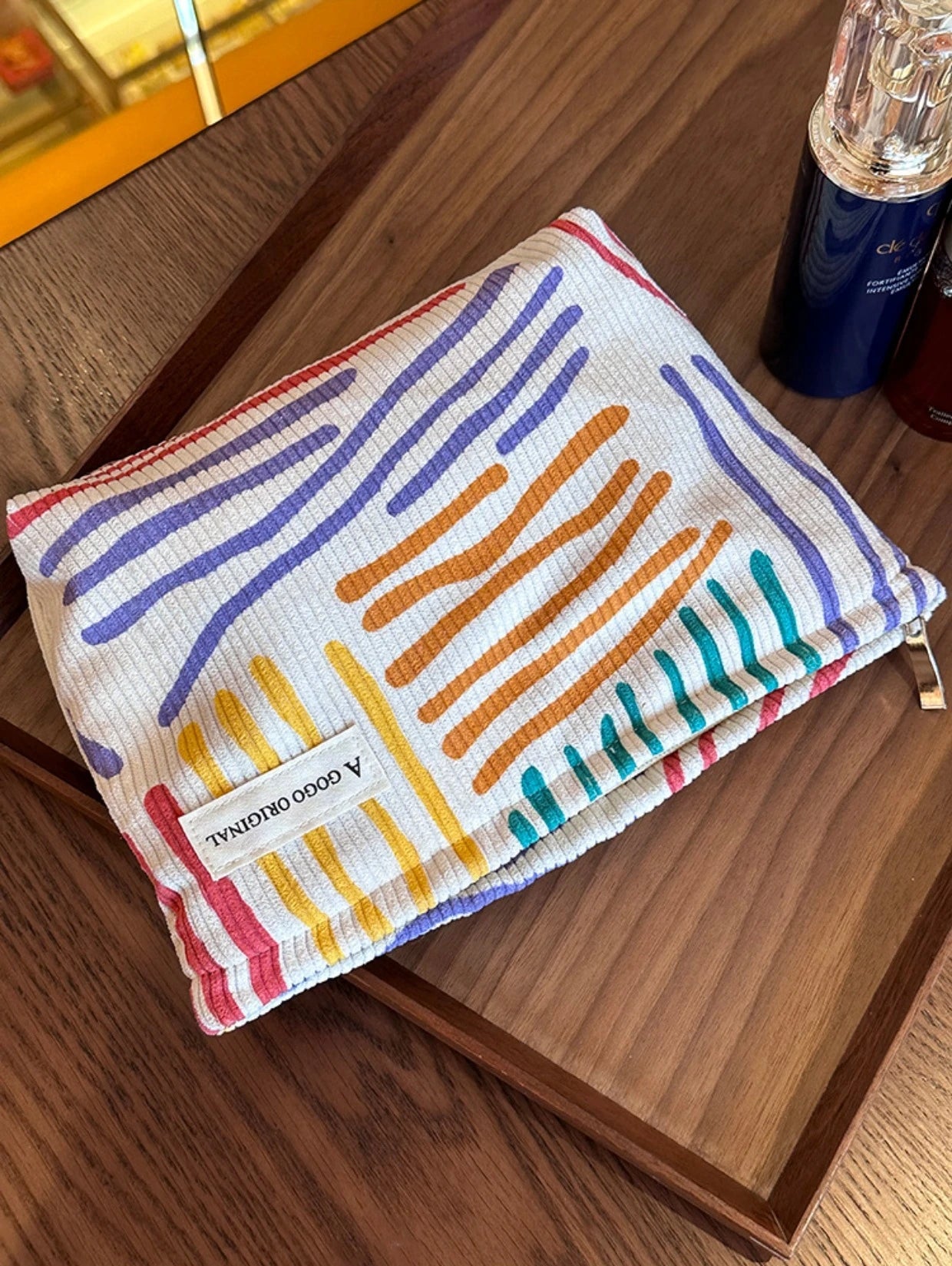 Corduroy Women Cosmetic Bag Large Capacity Makeup Storage Bag Travel Portable Organizer Zipper Wash Bag
