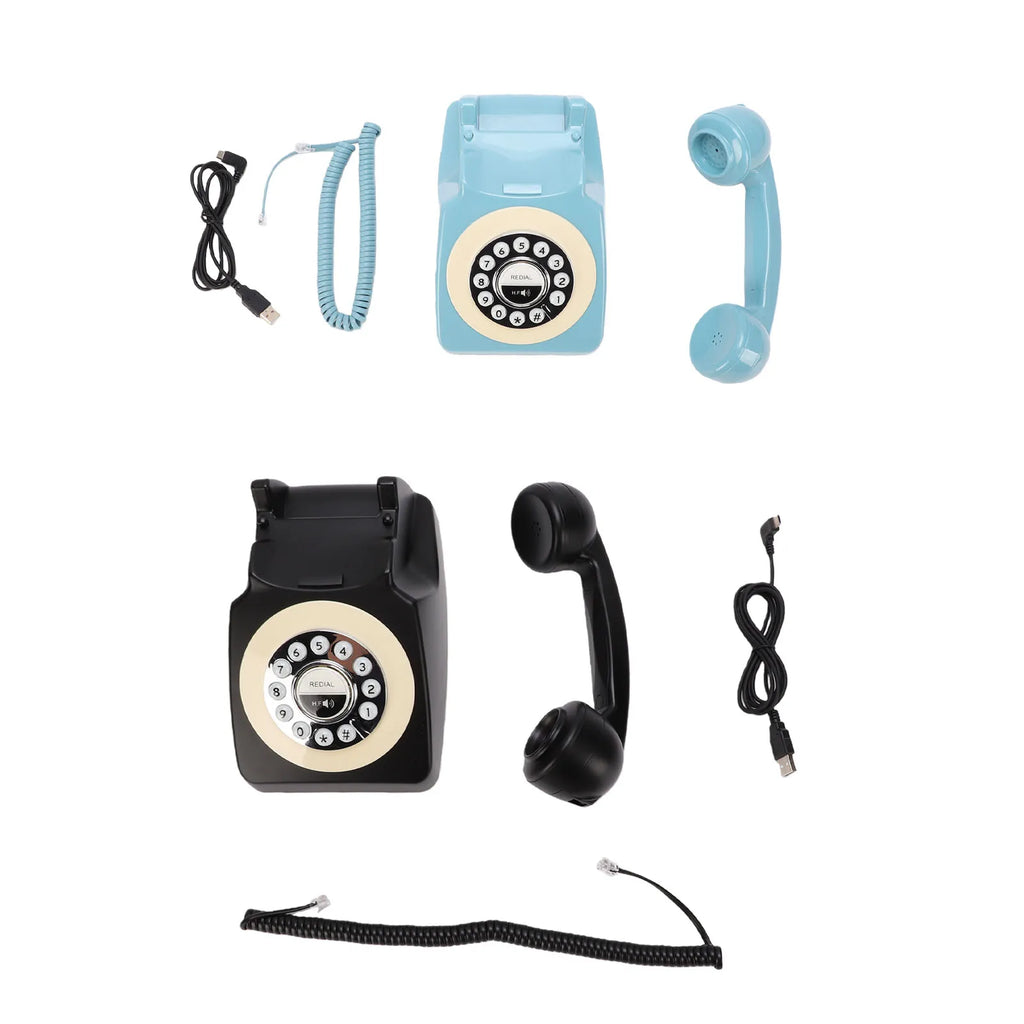 Bluetooth Retro Telephone with Handset Wireless Landline Phone for Home Support Hands Free Call and Music Playback USB Charging