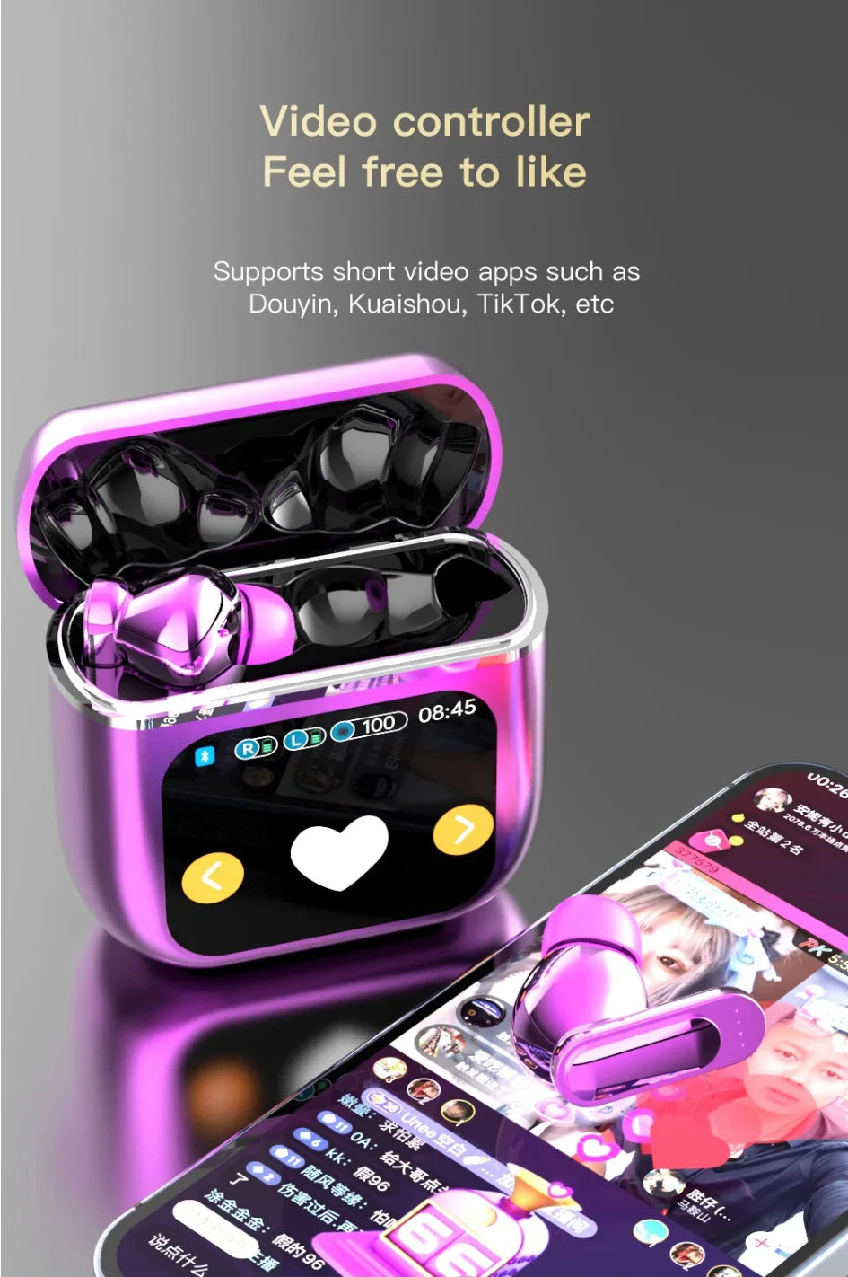 Bluetooth 5.4 Wireless Earphones LED Digital Display Gaming Headset Sport Headphones HiFi Sound Low Latency Earbuds