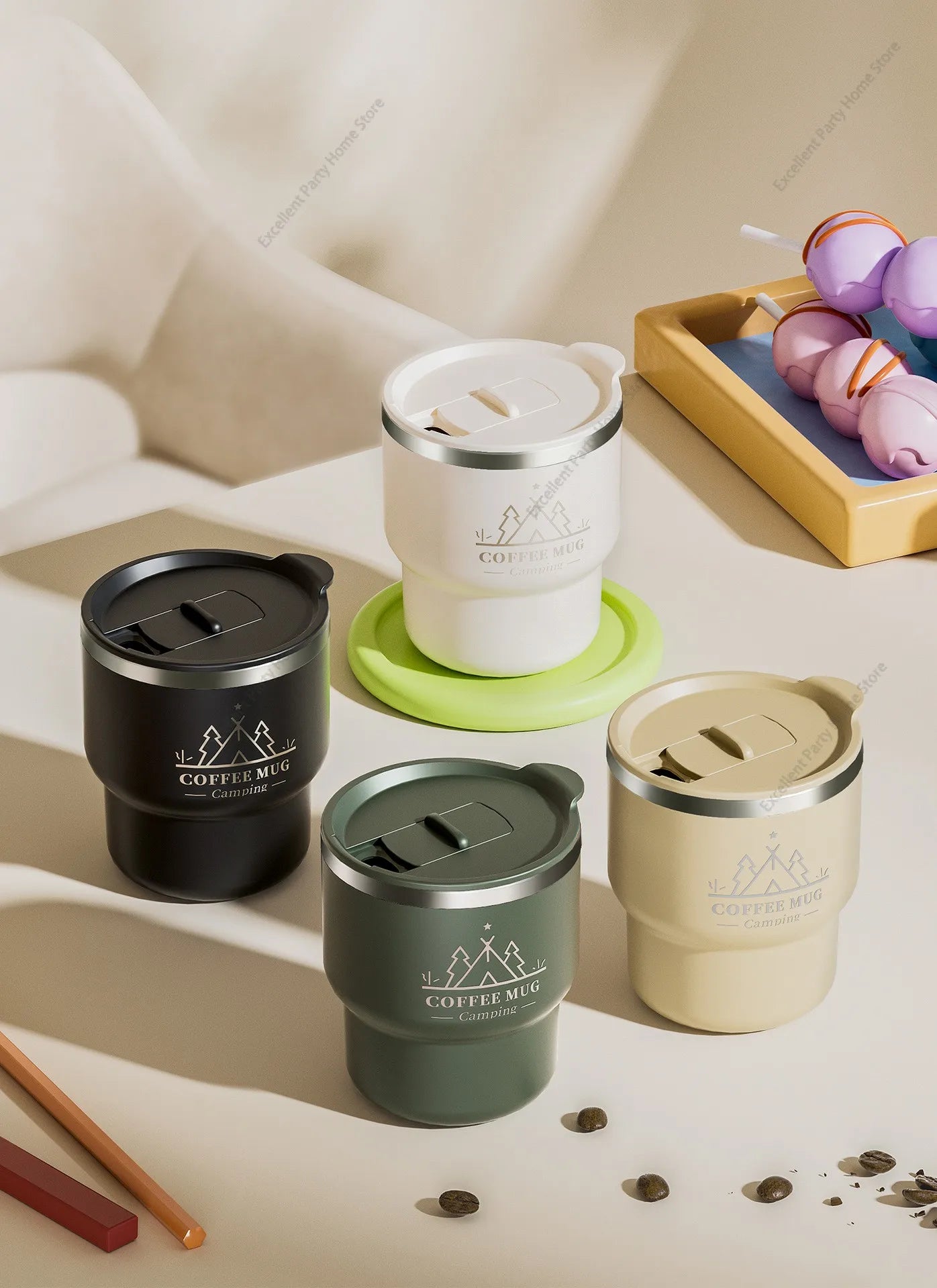 400ML Stainless Steel Thermal Cup Office Coffee Mug Double Layer Insulated Water Cup Portable Keeps Cold and Heat Thermal Mug