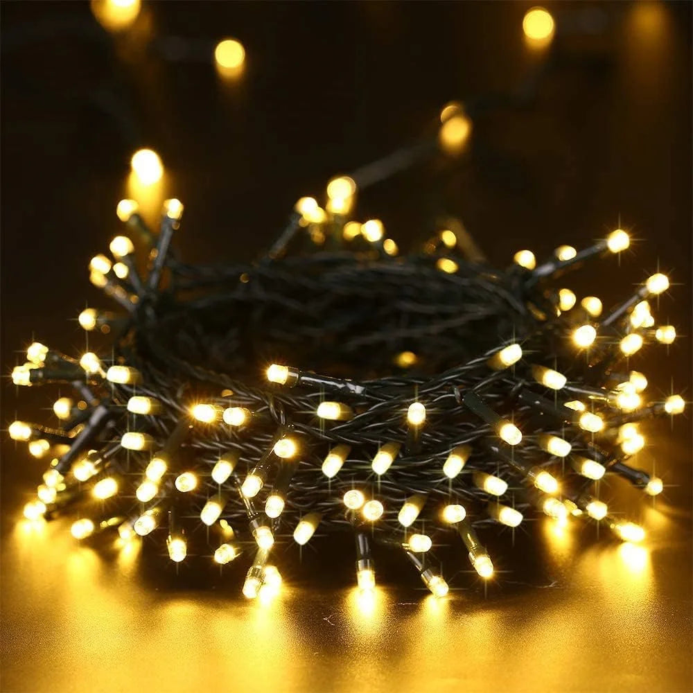 Solar Christmas Lights Solar String Lights Outdoor Waterproof Green Wire with 8 Modes Christmas Tree Lights Garden Lawn Decor