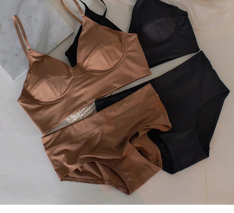 Women Casual Bra Set Elegant Ladies Plain Daily Lingerie Set Ladies Stretch Ventilate Bra and Panty Set Ladies Underwear