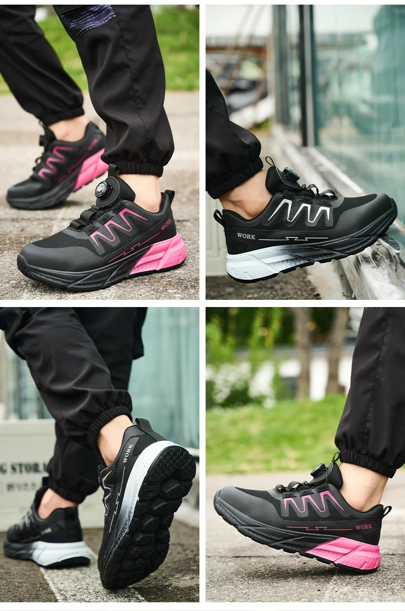 Men‘s Work Shoes Steel Toe Anti-smash Shoes Indestructible Safety Shoes Lightweight Breathable Sneakers Construction Site Shoes
