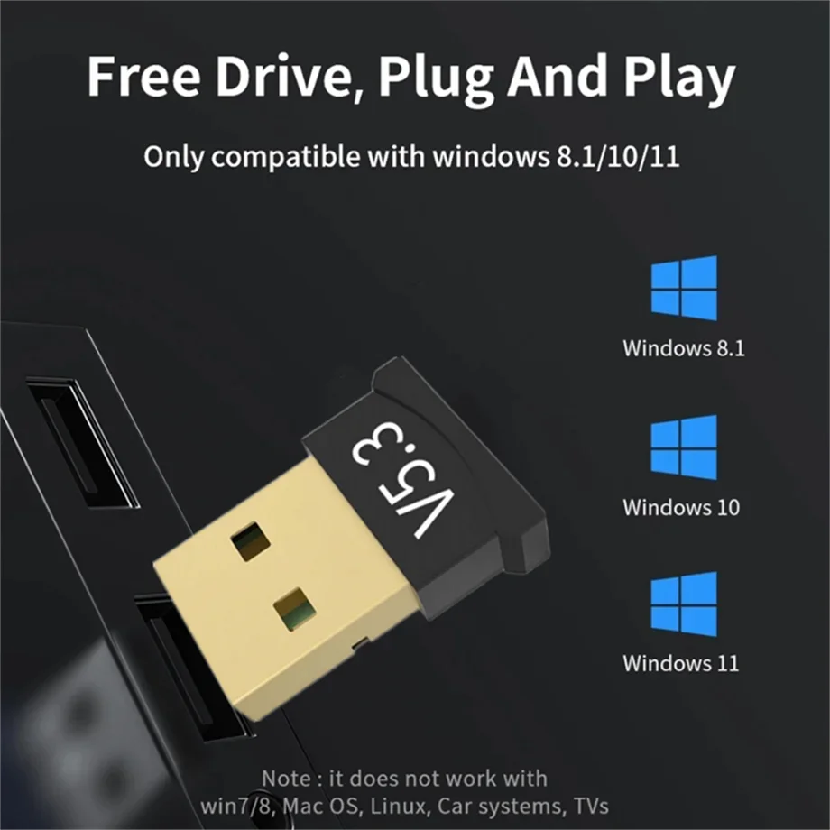 Bluetooth 5.3 Adapter for PC Laptop USB Bluetooth 5.1 Dongle Receiver for Speaker Mouse Keyboard Music Audio Transmitter Adapter