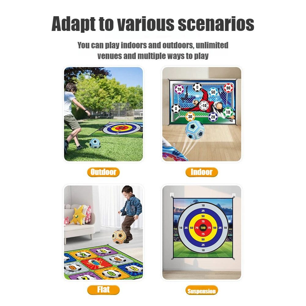 150CM Kids Football Game Set Indoor Outdoor Training Game Mat with Target Areas Practice Shoot Gifts for Children
