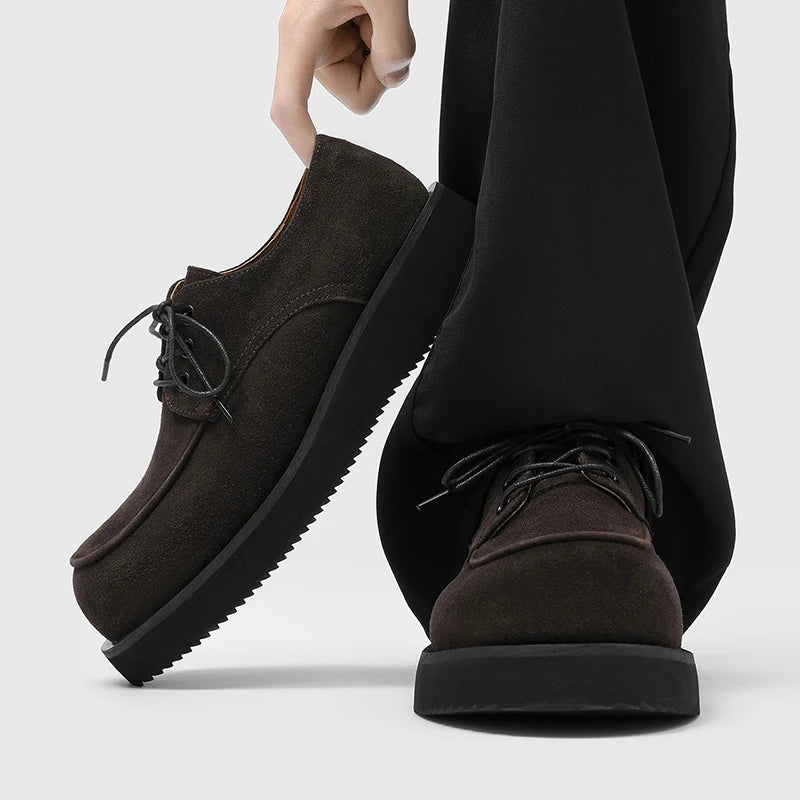 Men's Derby Shoes Fashion autumn and winter styles Office or leisure party 38-46 Hot selling young shoesThick bottom trend