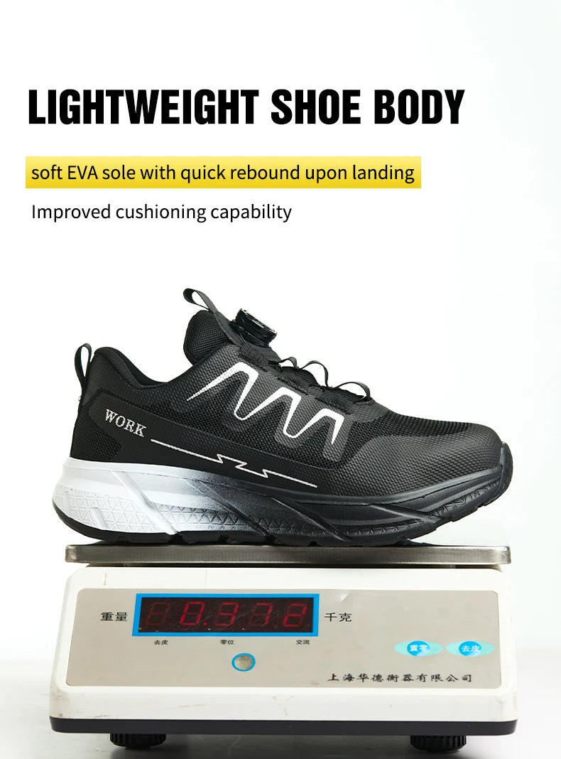 Men‘s Work Shoes Steel Toe Anti-smash Shoes Indestructible Safety Shoes Lightweight Breathable Sneakers Construction Site Shoes