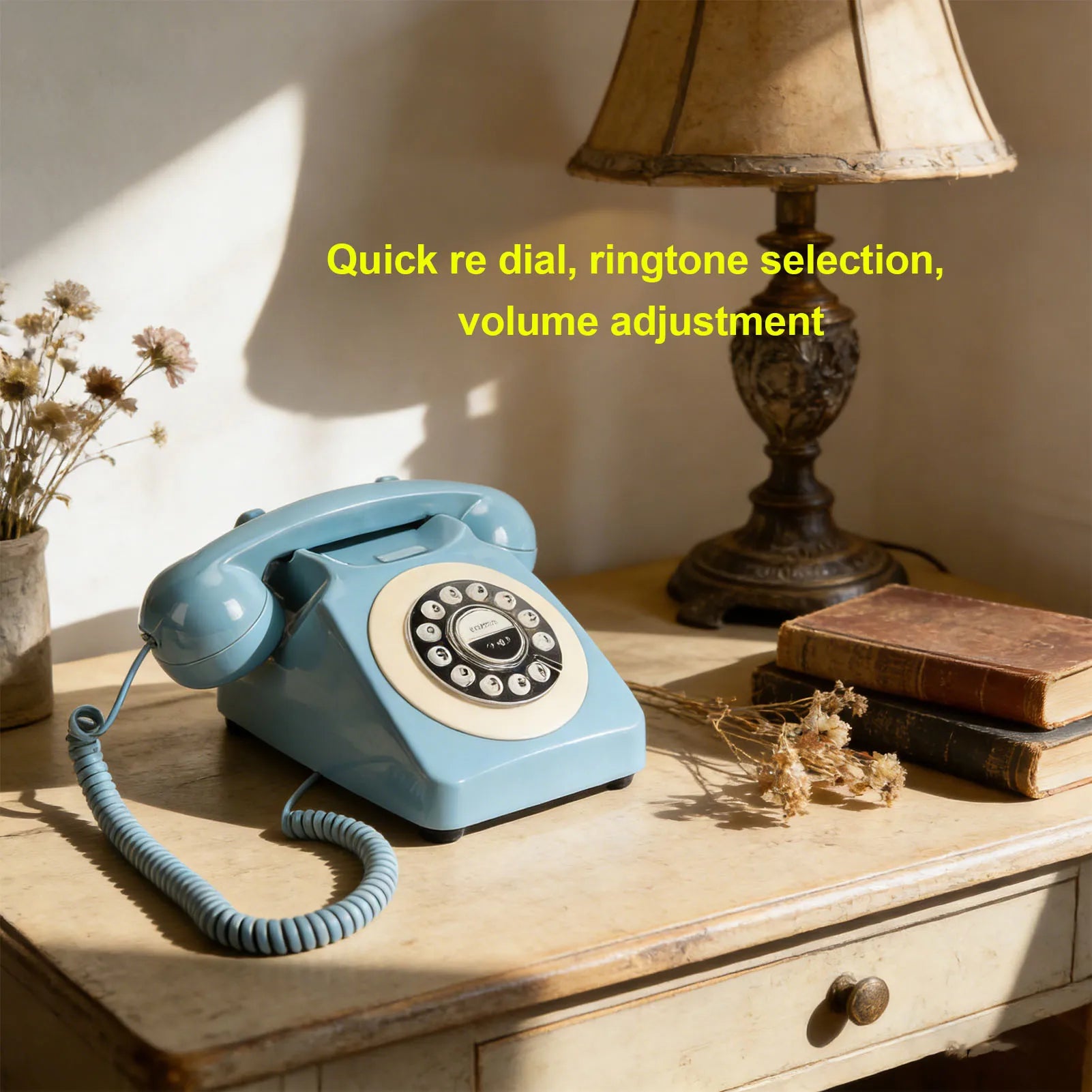 Bluetooth Retro Telephone with Handset Wireless Landline Phone for Home Support Hands Free Call and Music Playback USB Charging