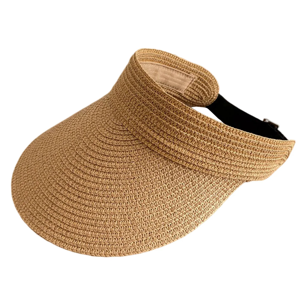 Summer Beach Sun Hat Women Portable Folding Wide Brimmed Straw Hat Fashion Shaped Hollow Top Straw Hat Girls Bucket Hats Travel