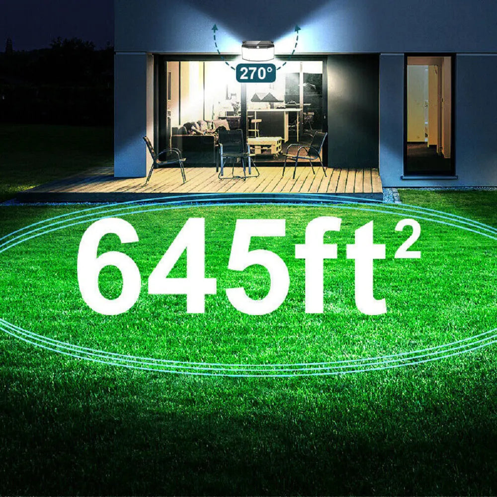 Solar Outdoor Lights 576 LED Motion Sensor Light 3 Working Modes Solar Powered Security Patio Lights for Garage Christmas Decor