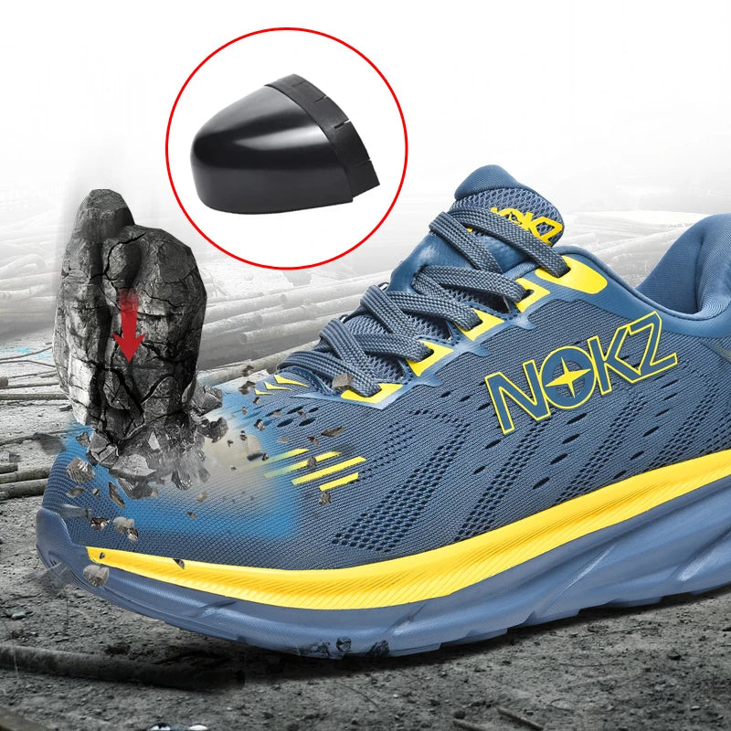 Men's Industrial Safety Shoes Anti-Slip Wear-Resistant Steel Toe Cap Protective Work Sneakers Breathable Comfortable for Constru