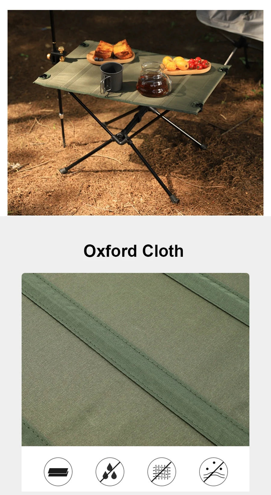 Folding Camping Table, Lightweight Oxford Desktop Collapsible Backpacking Tables for Camping, Hiking, Picnic