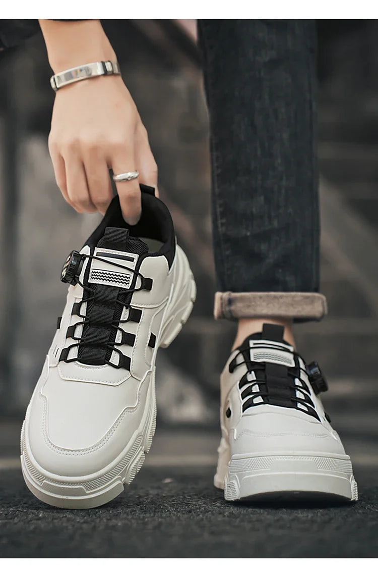 New Men's Shoes Low-top Rotating Buckle Sports Casual Trendy Outdoor Waterproof Work Shoes EVA Sole Rubber Zapatillas Hombre