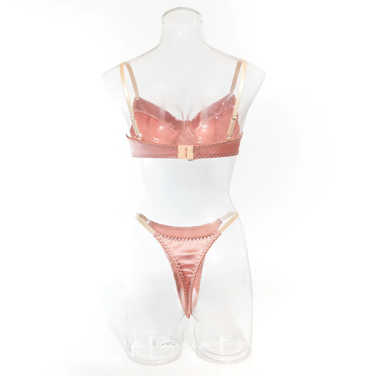 Sexy Burgundy Ruched Bra Set with Textured Fabric, Deep V Design, and High-Cut Panty for a Flattering Fit